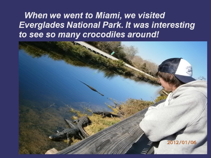 When we went to Miami, we visited     Everglades National Park.